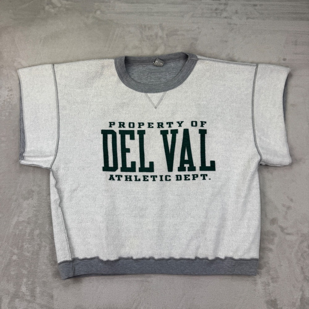 Vintage Del‎ Val Sweatshirt Mens L Athletic Dept Reverse Weave Boxy Crop